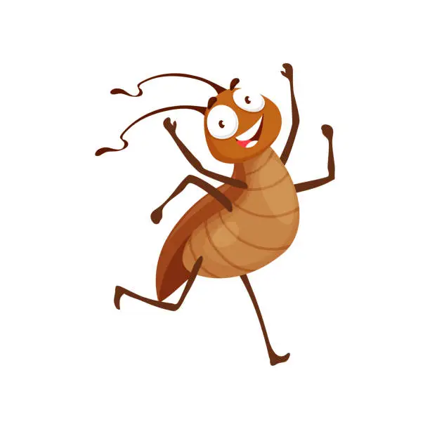 Vector illustration of Cartoon cockroach character, happy joyful bug