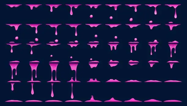 Vector illustration of Purple slime animation, animated sprite sheet