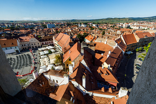 Franciscan Monastery or St. Stephan Franziskanerkloster aerial panoramic view. St. Stephan is a monastery in Fussen old town in Bavaria, Germany.