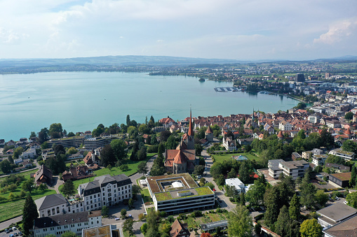 Zug City with its old town. Zug is a city in central Switzerland and has arround 30'000 residents. The image was captured during summer season.