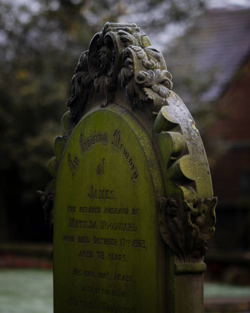 Gravestone with frost in a church yard