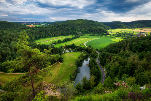 A beautiful view to mountains with a river