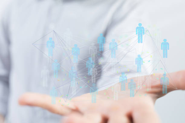 istock Digital concept of a conference teamwork connection on a male's hand 1464097497