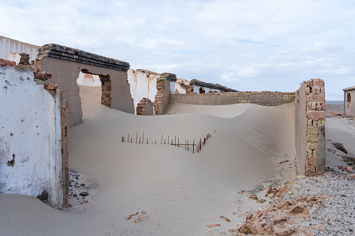The abandoned and destroyed Lenghu town in Qinghai province, China