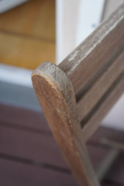 istock Selective closeup of a wooden chair back 1464101109