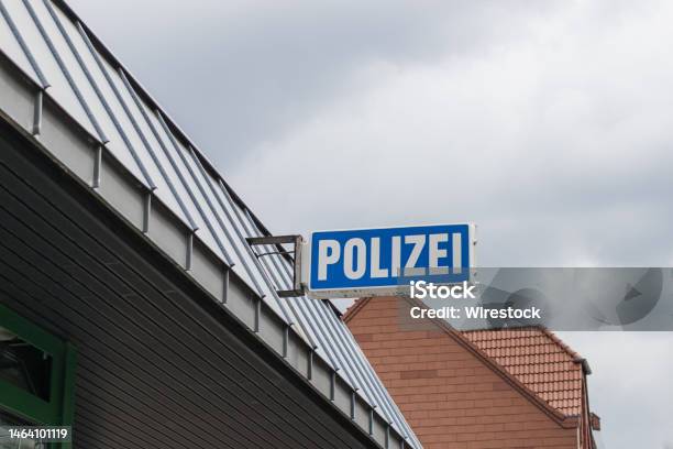 Polizei Sign At The Facade Of A Police Station In Germany Stock Photo - Download Image Now