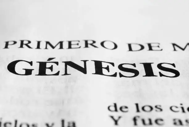 Photo of Detail of the bible written in Spanish.