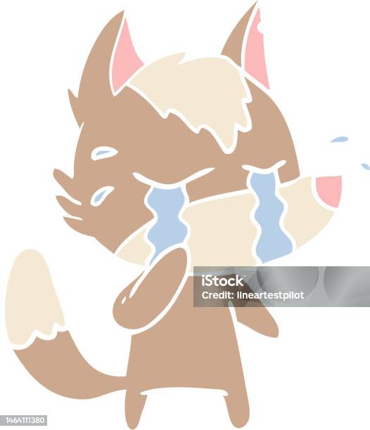 Animal Crying Color Flat Color Style Cartoon Crying Wolf Stock Illustration - Download ...