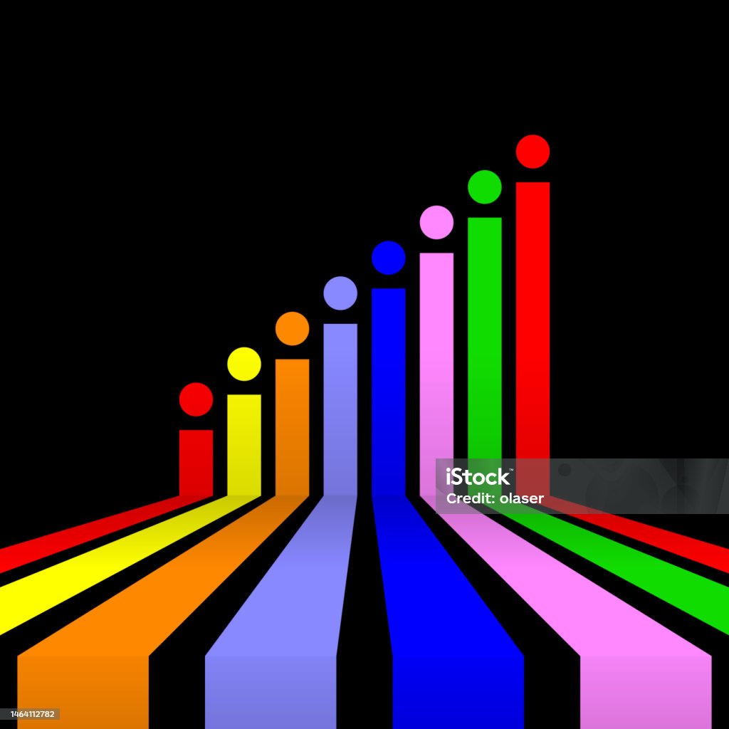 Winning Progress Winning Rainbow 3d Bar Graph Showing Great Progress Stock Illustration ...
