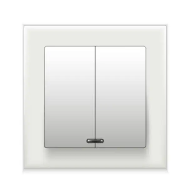 Vector illustration of Wall switch power electricity turn with double buttons lighting indicator realistic vector