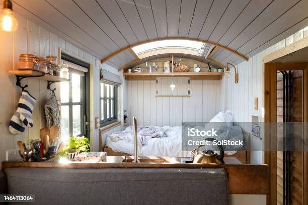 Cabin Staycation Stock Photo - Download Image Now - Tiny House, Indoors, Vacation Rental