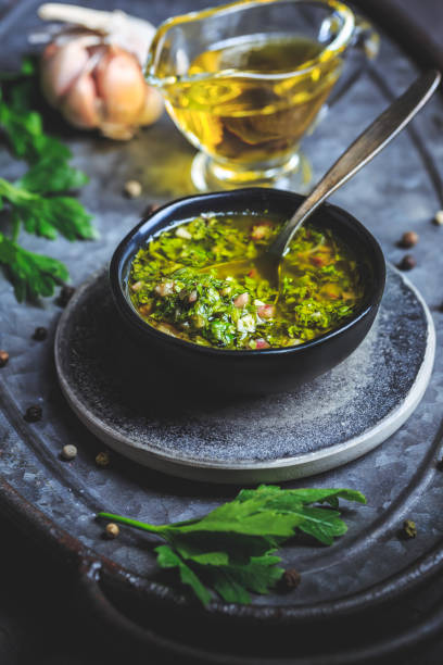 istock Chimichurri verde - traditional Argentine condiment 1464116340