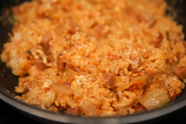 Fried Rice Cooking in pan and bowl