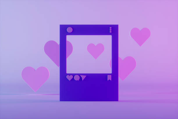 istock Social Media Window Concept with Hearts Neon Lighting Background 1464120461