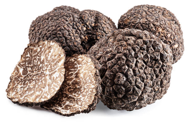 istock Summer truffles and truffle slices isolated on white background. Close-up.. 1464124740