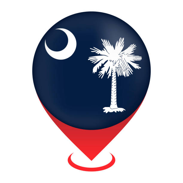 illustrations, cliparts, dessins animés et icônes de pointeur de carte avec drapeau état de caroline du sud. illustration vectorielle. - south carolina flag interface icons symbol