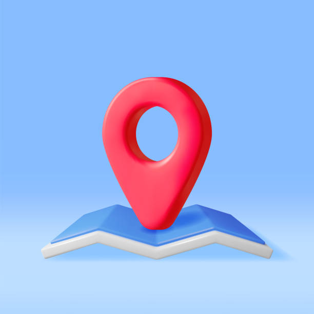 istock 3D Paper City Suburban Map with Location Pin 1464129554