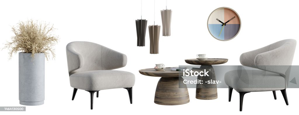 Various Elements For Use In Interior Design Isolated On White ...