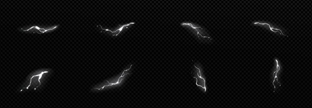 투명에 대한 흰색 번개 효과 세트 - lightning nerve cell electricity energy stock illustrations