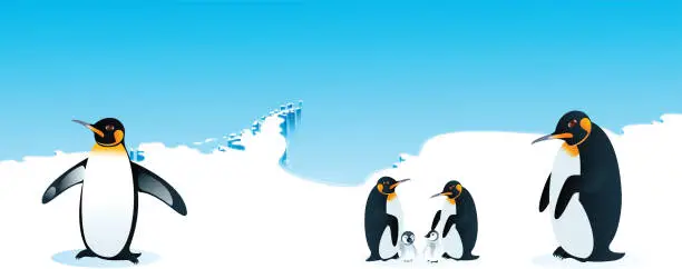Vector illustration of Antarctica and Emperor Penguin