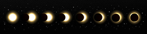 sonnenfinsternis in verschiedenen phasen - lunar eclipse stock-grafiken, -clipart, -cartoons und -symbole