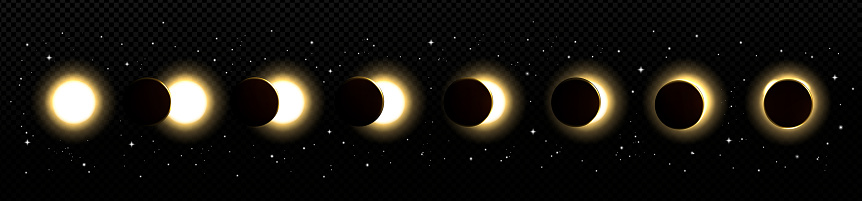 Eclipse Progression Solar Eclipse In Different Phases Stock Illustration - Download Image ...
