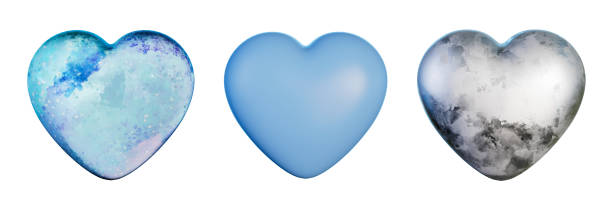 pretty hearts set in 3d rendering on white background