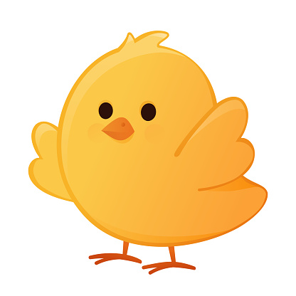 Little cute cartoon easter chick isolated vector.