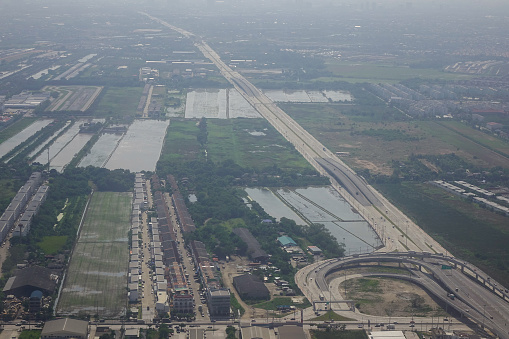 Aerial view of Bangkok Highways. Bangkok is the commercial center of Thailand, as well as Southeast Asia.