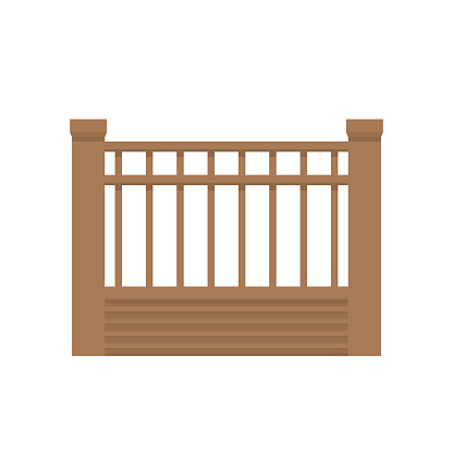 Wood railing vector. railing on white background. Wood wall vector.