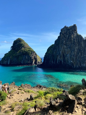 A beautiful and magical blue sea in Fernando de Noronha