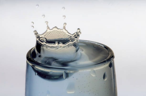 istock Water splash in a glass on a white background with space for text 1464150163