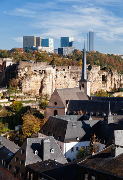 Luxembourg City, Luxembourg - Feb 3, 2020: Spuerkeess - Luxembourg State Savings Bank Building and Tower - Luxembourg City, Luxembourg