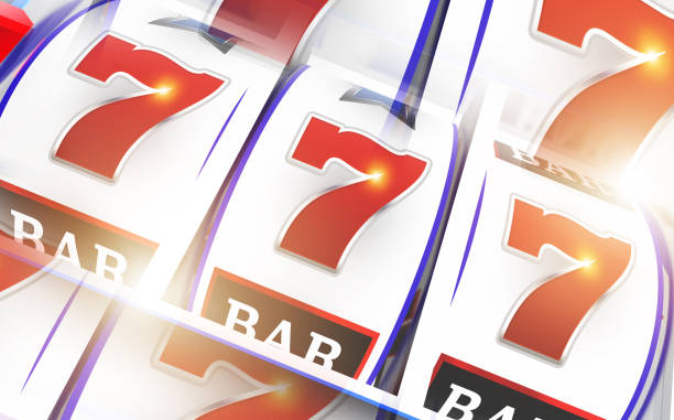istock Spinning Slot Machine Reels Conceptual 3D Illustration 1464152332