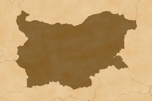 istock Europe map series with Bulgaria, old paper, with borders only 1464158507