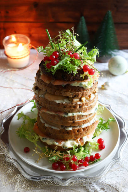 istock Italian Christmas appetizer with salmon and cheese. 1464160781