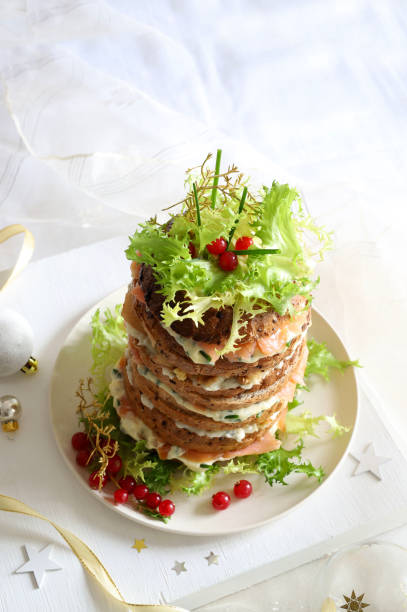 istock Italian Christmas appetizer with salmon and cheese. 1464160788