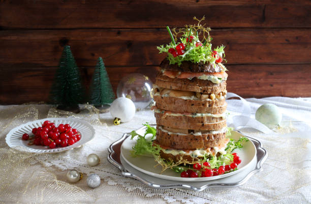istock Italian Christmas appetizer with salmon and cheese. 1464160812