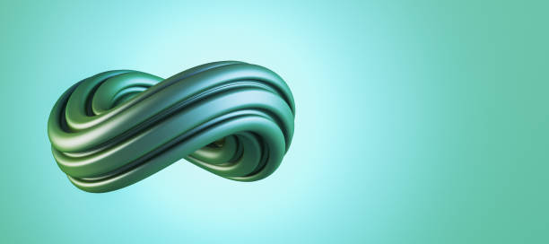 istock Abstract green swirl on wide light background with mock up place for your advertisement. Flow liquid lines design. 3D Rendering. 1464161887