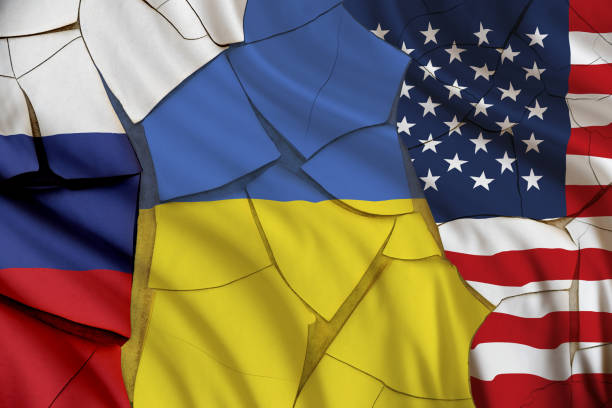 istock US, russian, ukraine flags on a cracked wall 1464162047