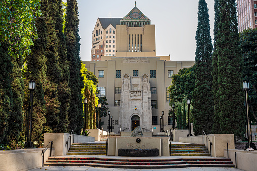 Oceanside, California, USA - November 12, 2022: Richard J. Riordan Central Library, also known as the Los Angeles Central Library, is the main branch of the Los Angeles Public Library, in Downtown Los Angeles.