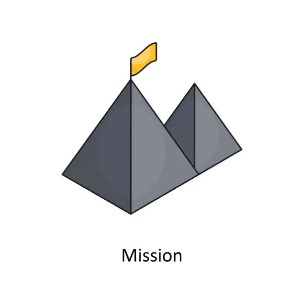 Vector illustration of Mission Vector Isometric Filled Outline icon for your digital or print projects.