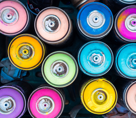 Spray paint cans for graffiti