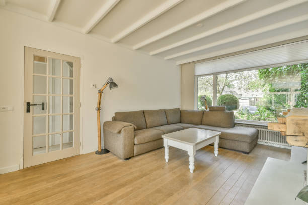 istock Spacious room with various areas and fireplace 1464170038