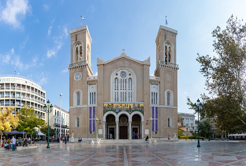 Athens, Greece - November 11, 2022: A picture of the Metropolitan Cathedral of Athens.