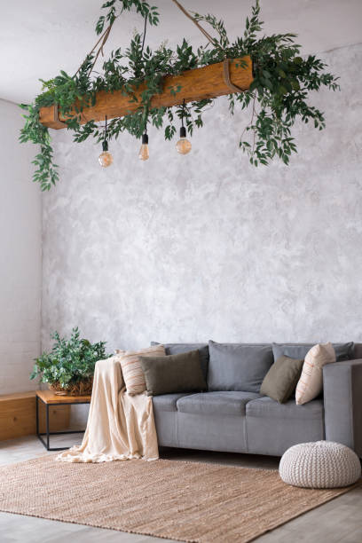 istock Interior of modern living room with comfortable sofa 1464174945