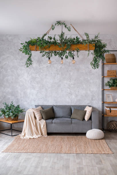 istock Interior of modern living room with comfortable sofa 1464174966