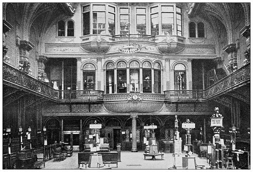 Antique Photograph of New York: Interior of New York Stock Exchange