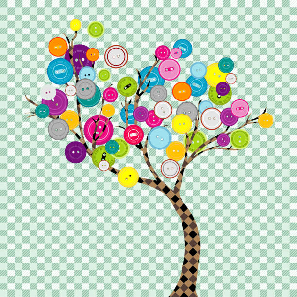 istock Abstract tree with textile trunk and leaves made of buttons 1464179782