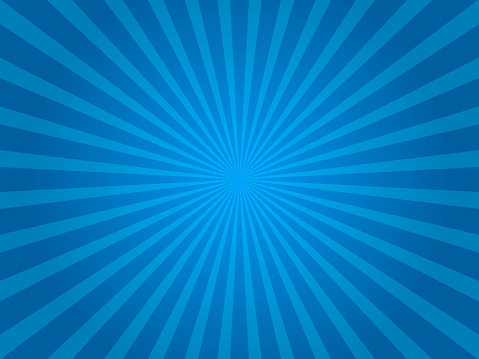 Blue sunburst pattern shape. Sunburst background. Radial rays. Summer social banner. Vector Illustration EPS10.